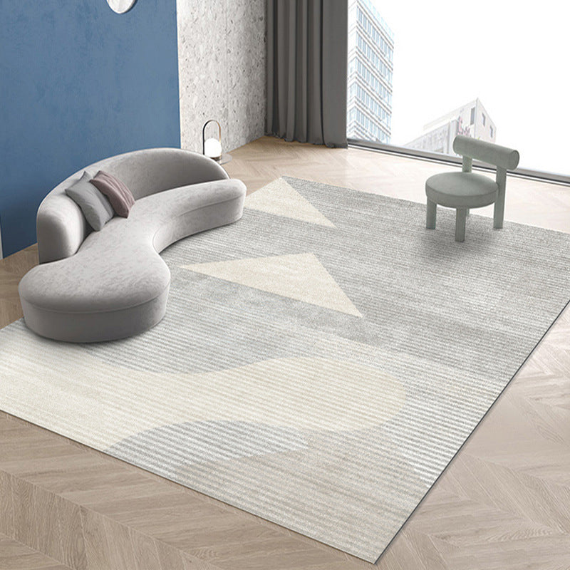 Grey Modern Rug Polyester Striola Area Rug Stain Resistant Rug for Living Room