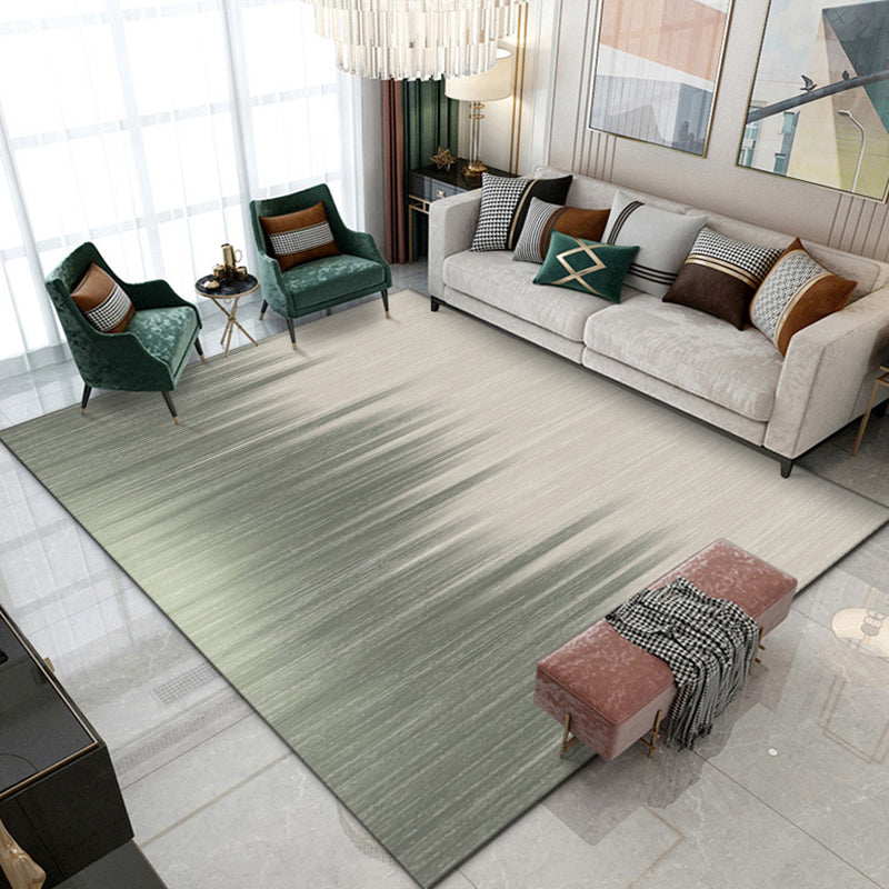 Green Contemporary Rug Polyester Abstract Print Rug Washable Rug for Drawing Room