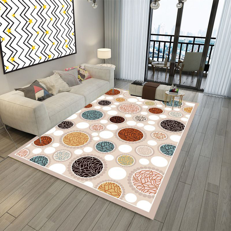 Pink Modern Rug Polyester Circle Area Rug Stain Resistant Rug for Living Room