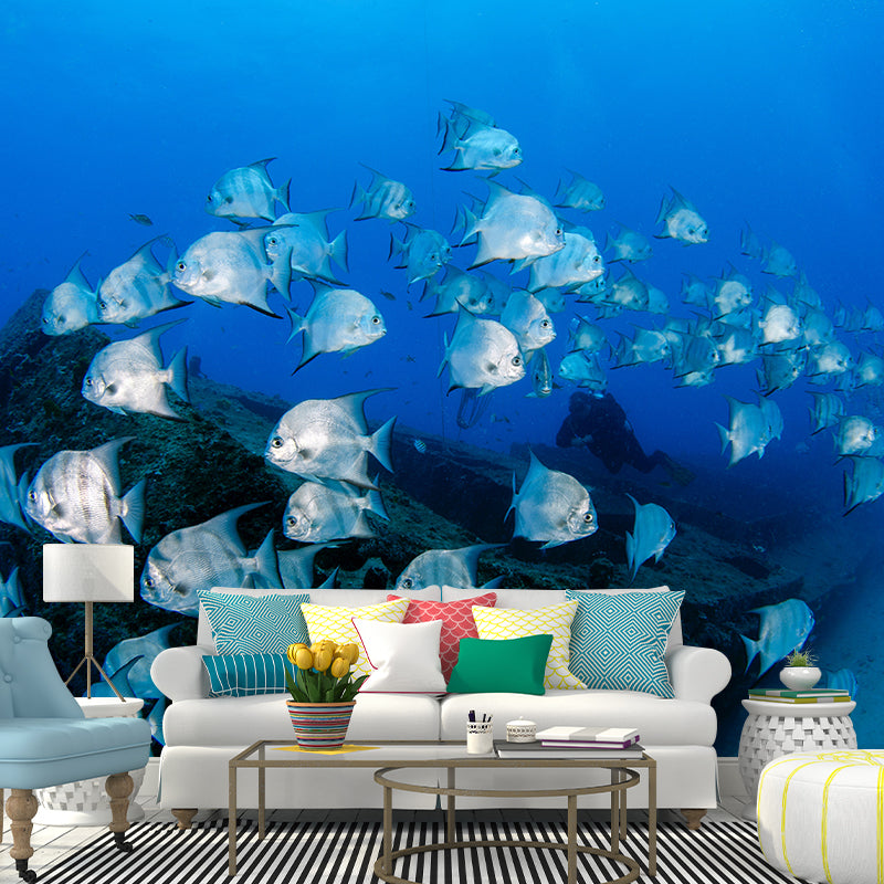 Photography Stain Resistant Wallpaper Undersea Living Room Wall Mural