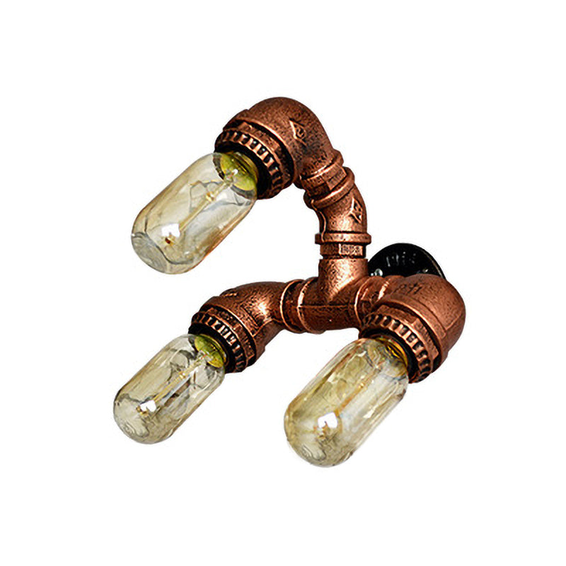 Messing 3-Bulb-Wandhalterung Antiquier-Eisen-Wasserrohr-Wallbeleuchtung für Korridor