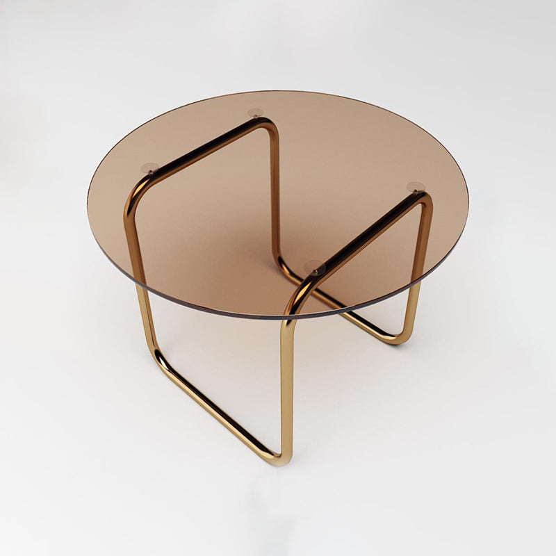 Tempered Glass Top Coffee Table Chrome Finish Sled Base Cocktail Table