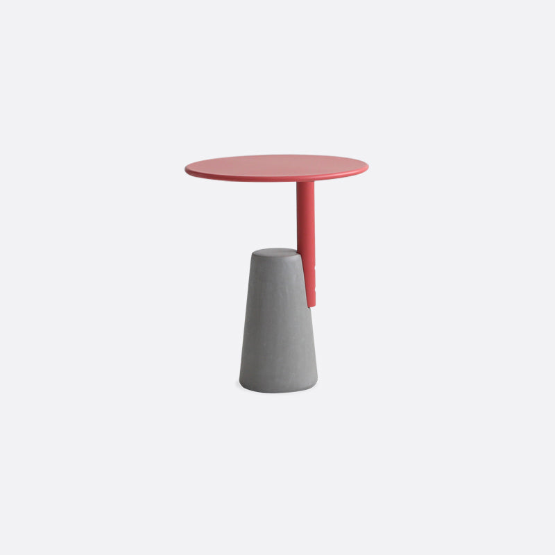 Modern Single Leg Base Solid Color Metal Round Top Coffee Table