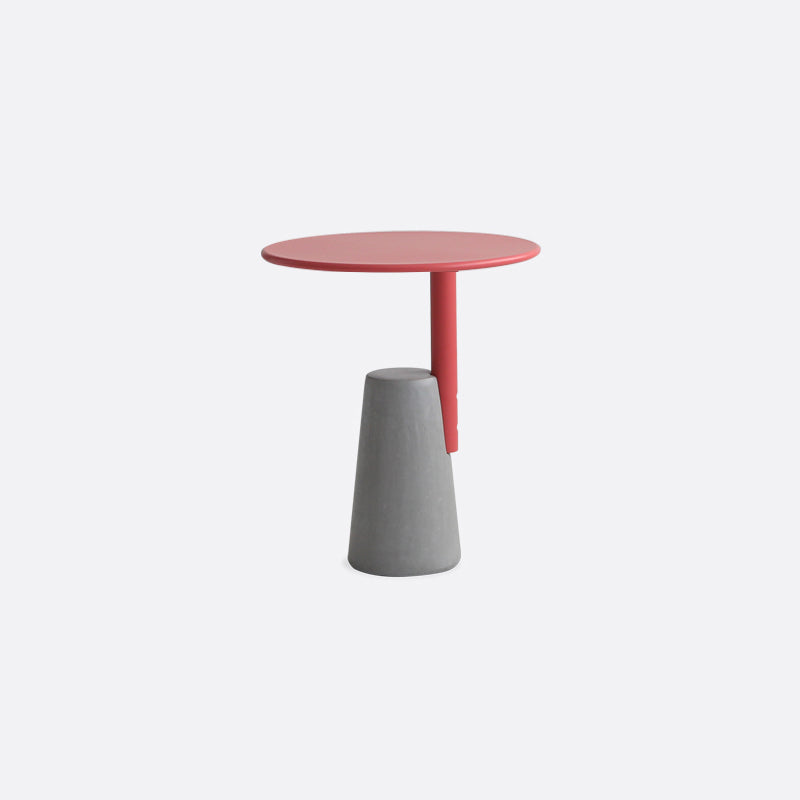Modern Single Leg Base Solid Color Metal Round Top Coffee Table