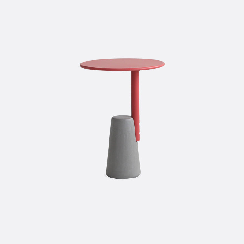 Modern Single Leg Base Solid Color Metal Round Top Coffee Table