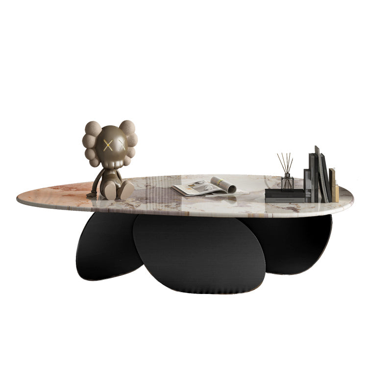 13.7"H 3 Legs Aged Metal Base White Slate Irregular Coffee Table