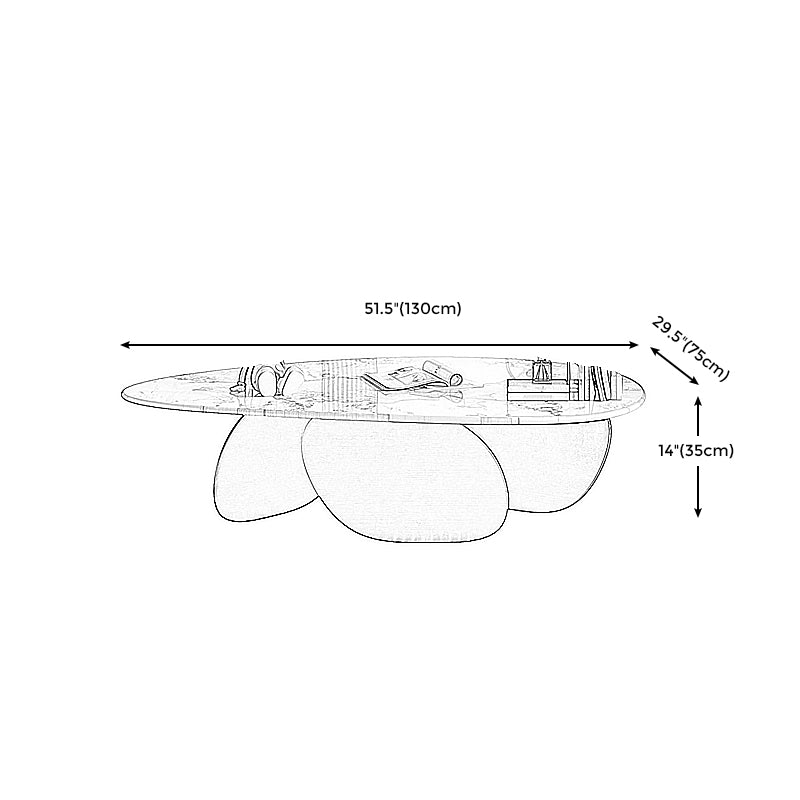 13.7"H 3 Legs Aged Metal Base White Slate Irregular Coffee Table
