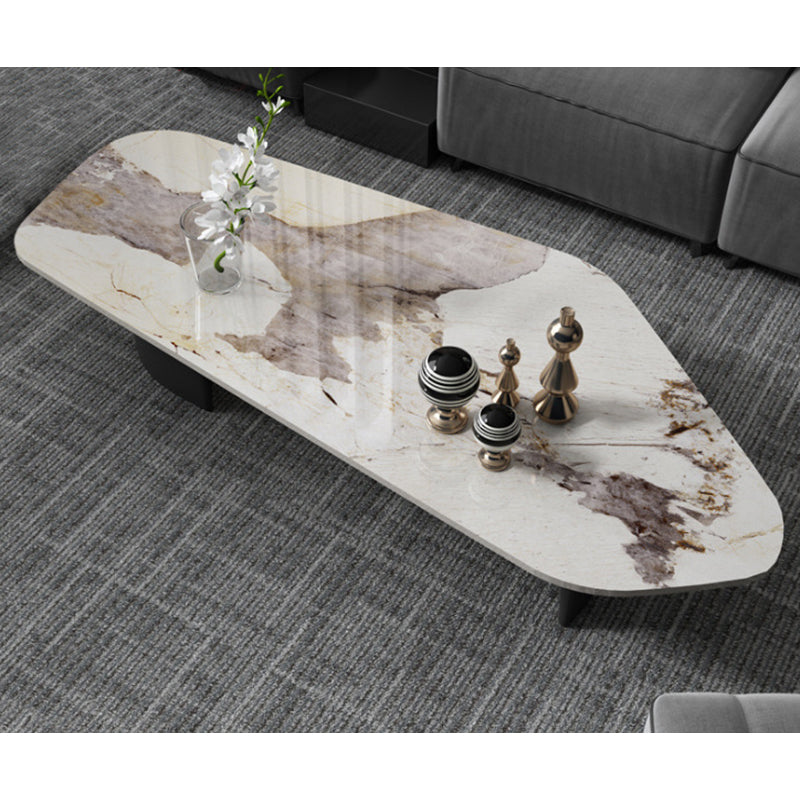 Pedestal Design Marble Metal Steel Black Pedestal Free Shape Coffee Table