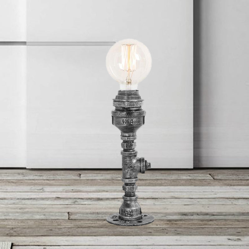 Argent / laiton 1 lampe de bureau de bulbe Vintage Table de tuyaux métalliques VILLAGE AVEC BOLL CHARGE Glass Shade