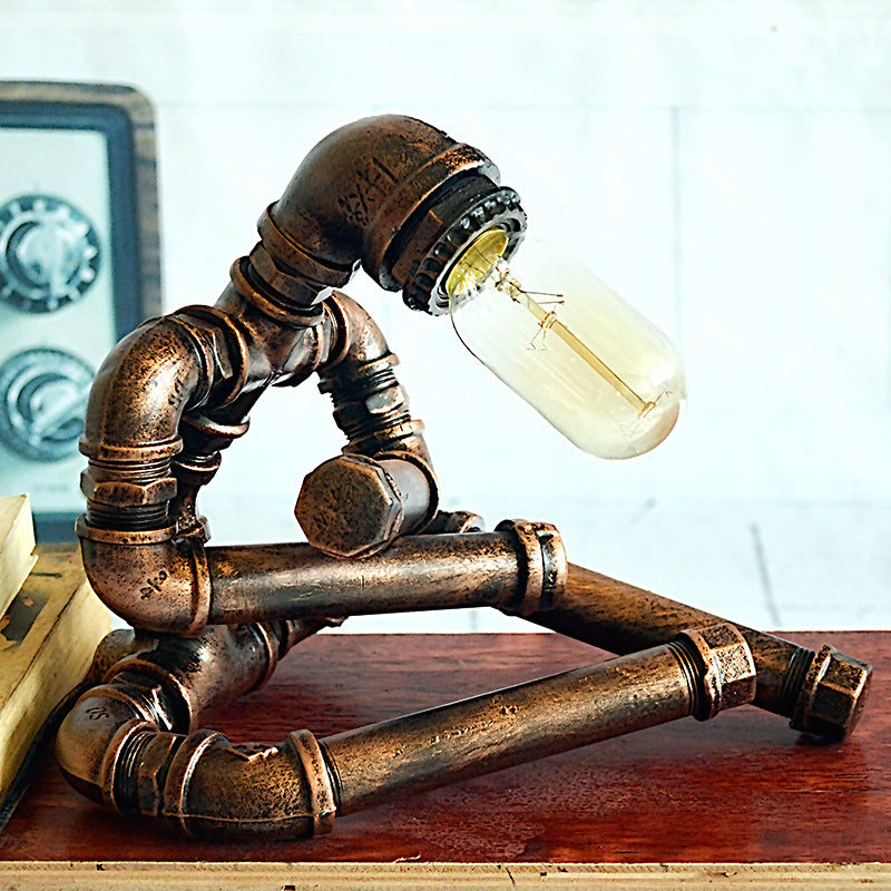 Metallkreuzungsbein Roboter Task Lampe Vintage 1 Glühbirnenraum Nachttischleuchte in Rost