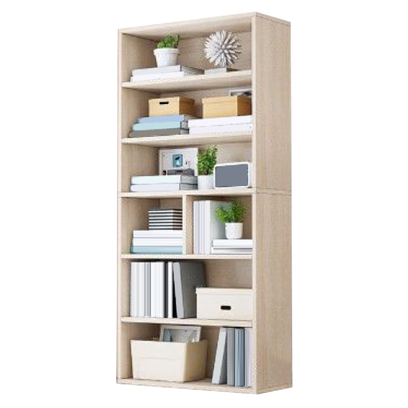 Modern Solid Bookcase Brown Rectangular Bookshelf for Living Room