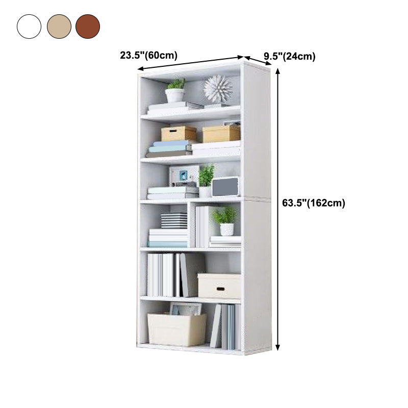 Modern Solid Bookcase Brown Rectangular Bookshelf for Living Room