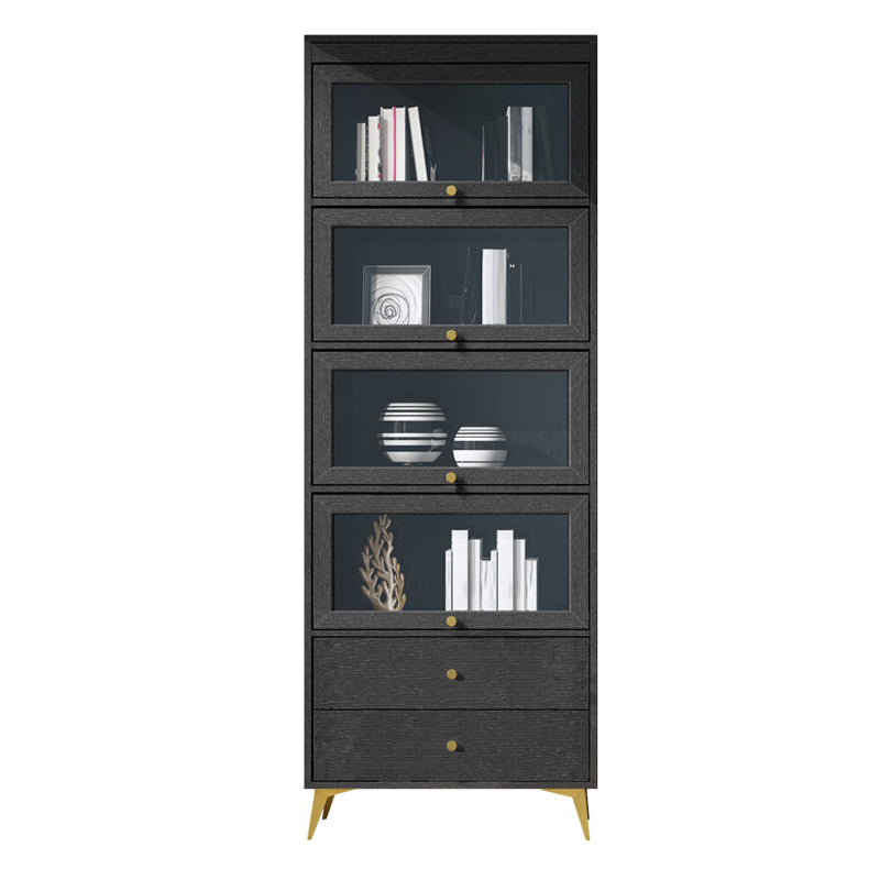 Modern Style Bookcase Standard Closed Back Wooden Bookshelf with Doors