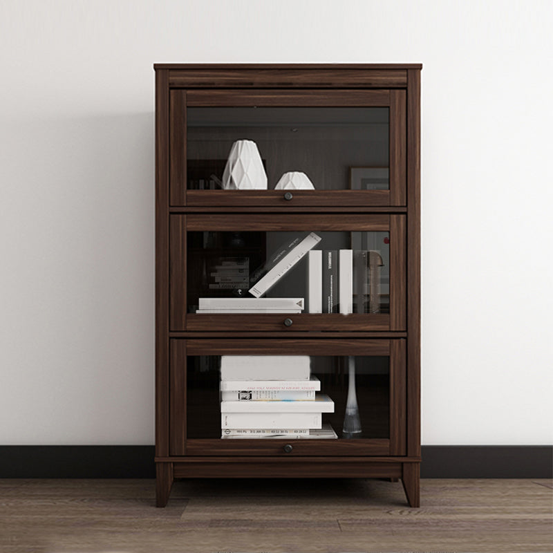 Manufactured Wood Bookcase Contemporary Standard Bookshelf with Glass Doors