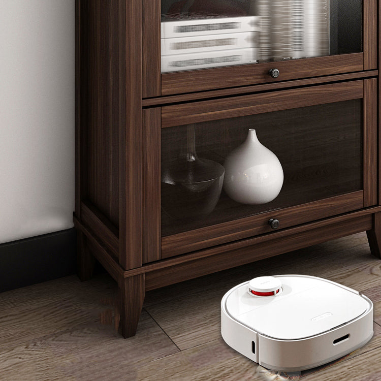 Manufactured Wood Bookcase Contemporary Standard Bookshelf with Glass Doors