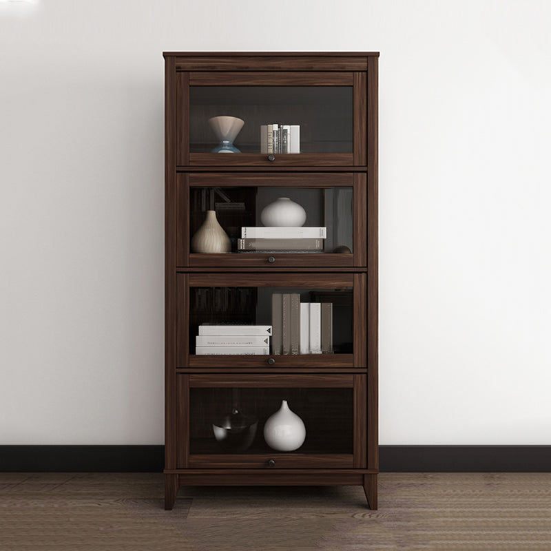 Manufactured Wood Bookcase Contemporary Standard Bookshelf with Glass Doors