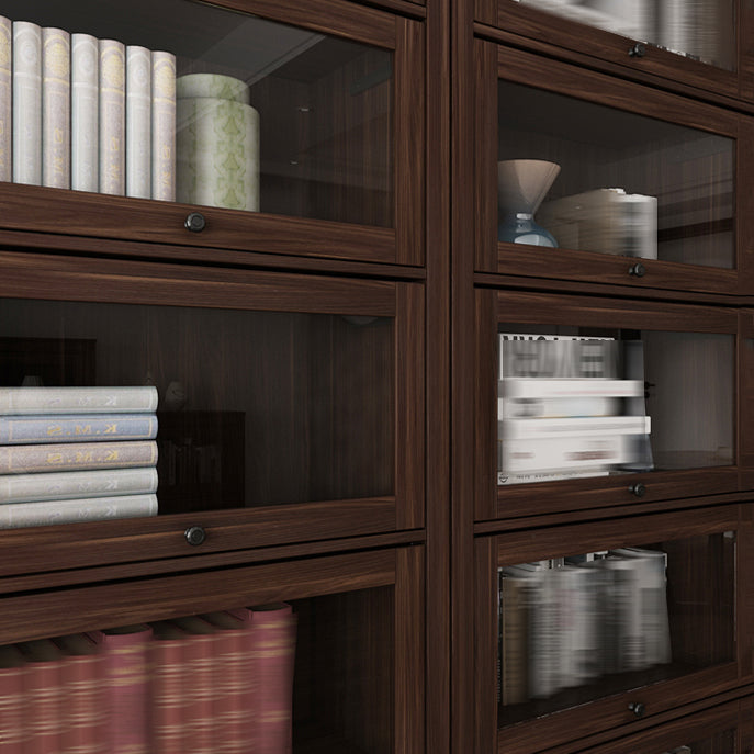 Manufactured Wood Bookcase Contemporary Standard Bookshelf with Glass Doors