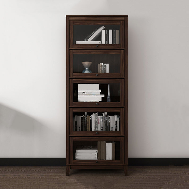 Manufactured Wood Bookcase Contemporary Standard Bookshelf with Glass Doors