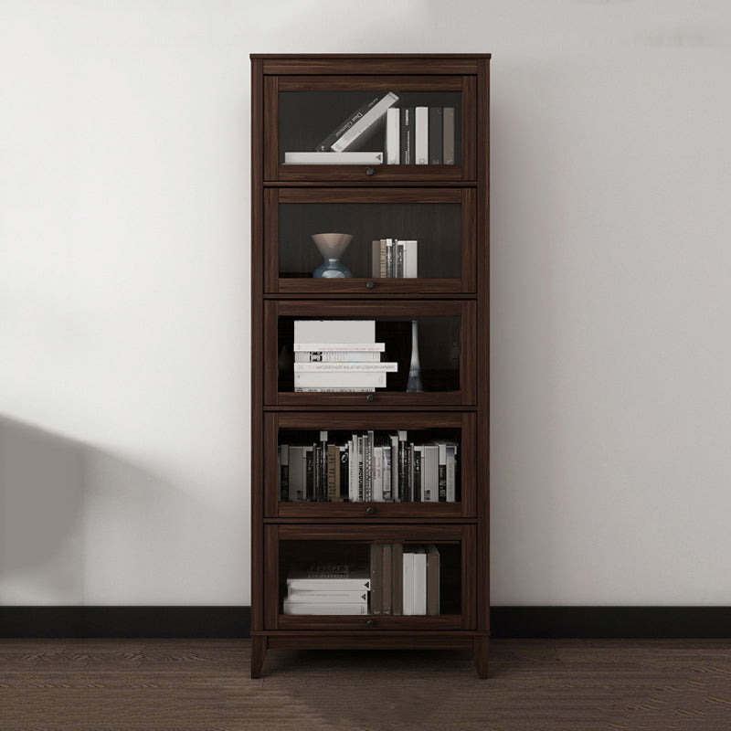 Manufactured Wood Bookcase Contemporary Standard Bookshelf with Glass Doors