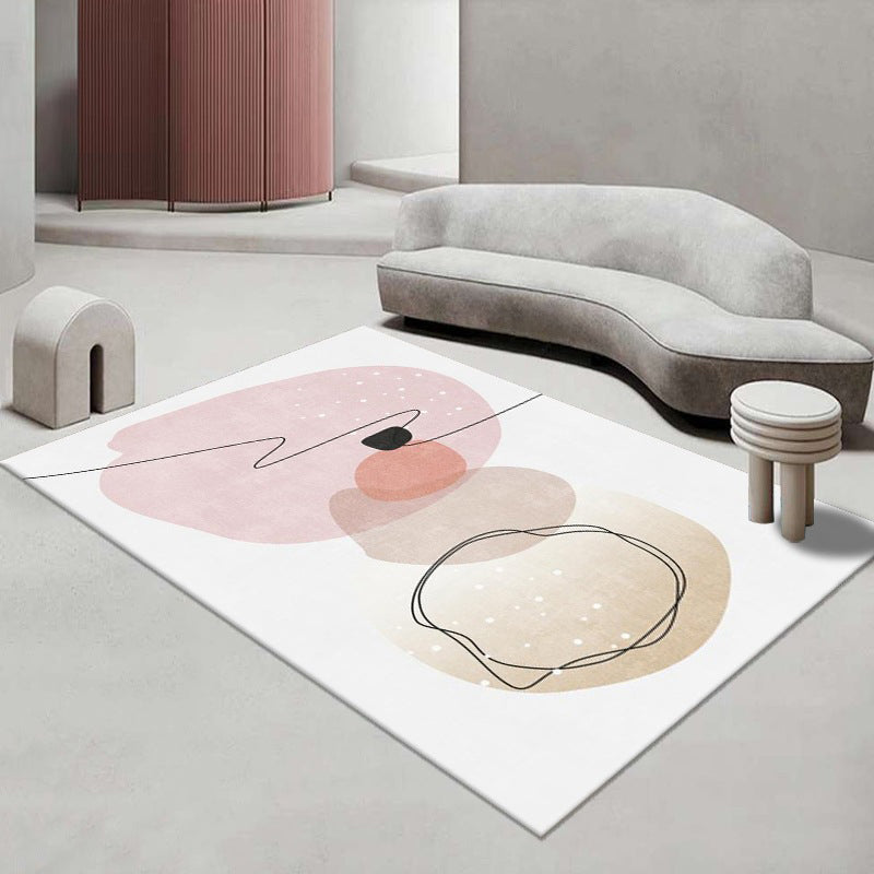 Tapis de couleur contrastée rose clair, tapis nordique en Polyester résistant aux taches pour la décoration de la maison