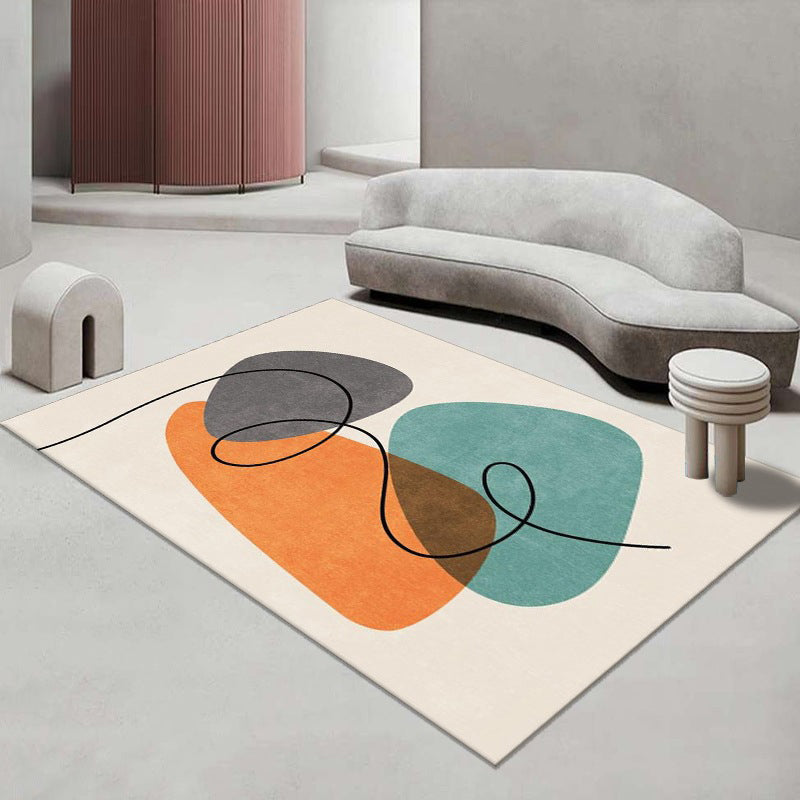 Tapis de couleur contrastée rose clair, tapis nordique en Polyester résistant aux taches pour la décoration de la maison