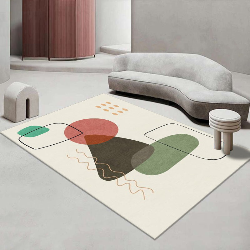 Tapis de couleur contrastée rose clair, tapis nordique en Polyester résistant aux taches pour la décoration de la maison