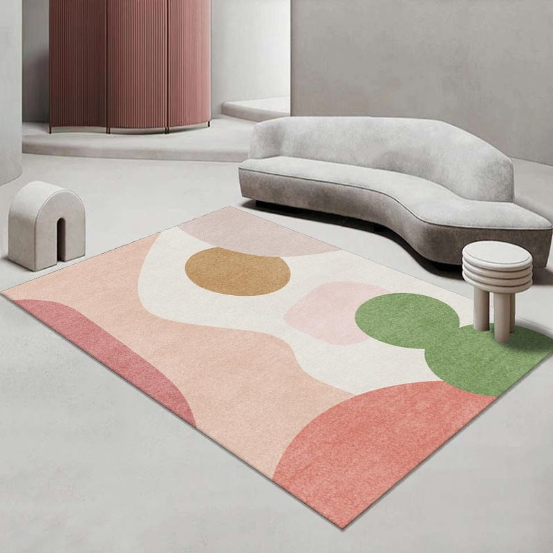 Tapis de couleur contrastée rose clair, tapis nordique en Polyester résistant aux taches pour la décoration de la maison