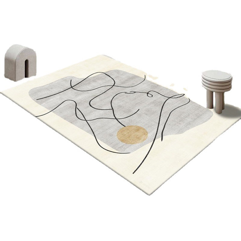 Gray Modern Carpet Polyester Color Piece Carpet Washable Carpet for Living Room
