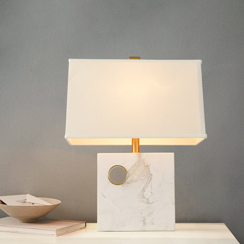 Task task task task modern 1 tête blanc petite lampe de bureau avec base en marbre carré