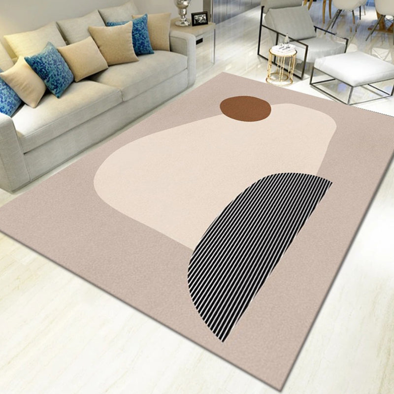 Pink Nordic Carpet Polyester Color Block Carpet Washable Area Carpet for Living Room