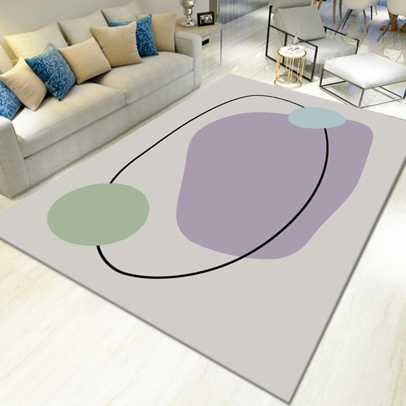 Pink Nordic Carpet Polyester Color Block Carpet Washable Area Carpet for Living Room