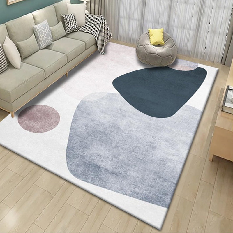 Pink Nordic Carpet Polyester Color Block Carpet Washable Area Carpet for Living Room