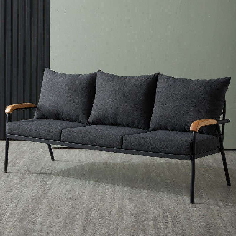 31.4"H Faux Leather/Cotton Blend Square Arm Sofa for Living Room