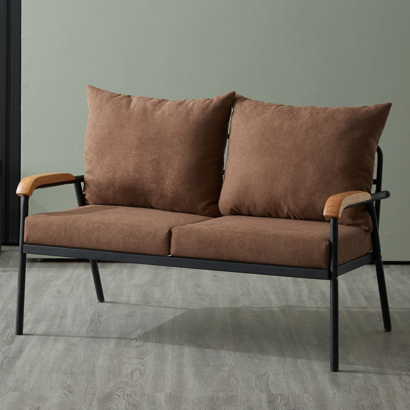 31.4"H Faux Leather/Cotton Blend Square Arm Sofa for Living Room