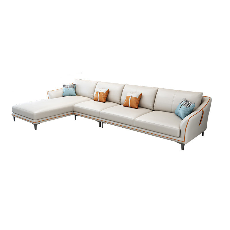 Mid Century Modern Faux Leather Sofa Sloped Arm Sofa with Pillows