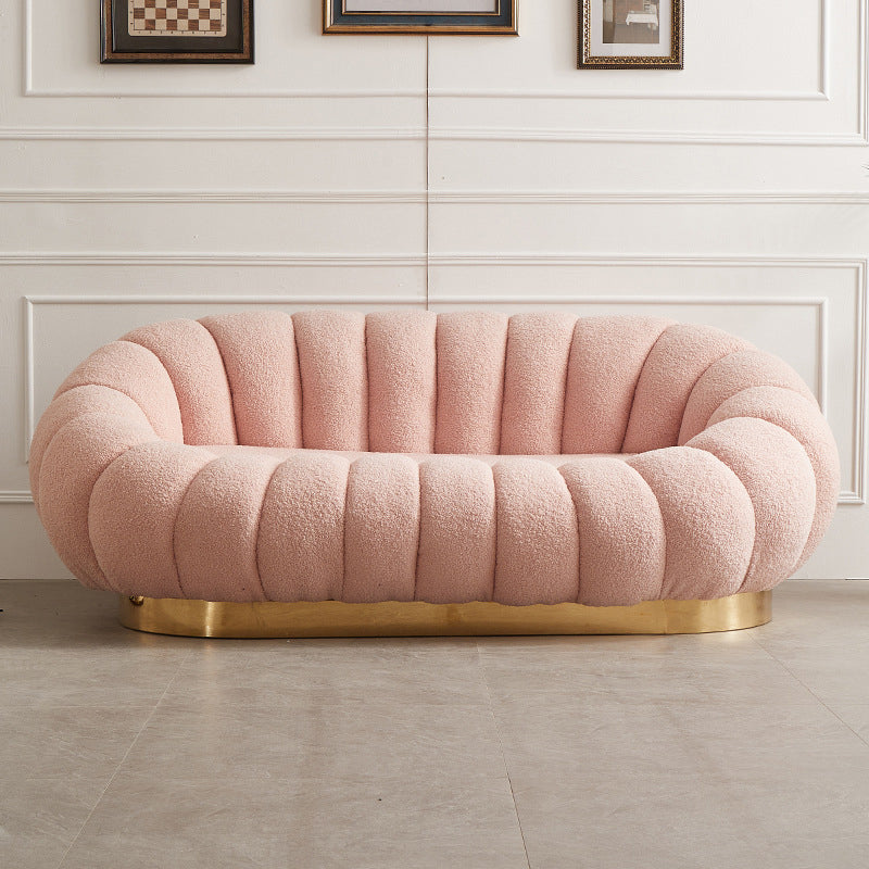 2 Seater 27.5"H Microfiber / Lamb Fleece Sloped Arm Sofa for Living Room