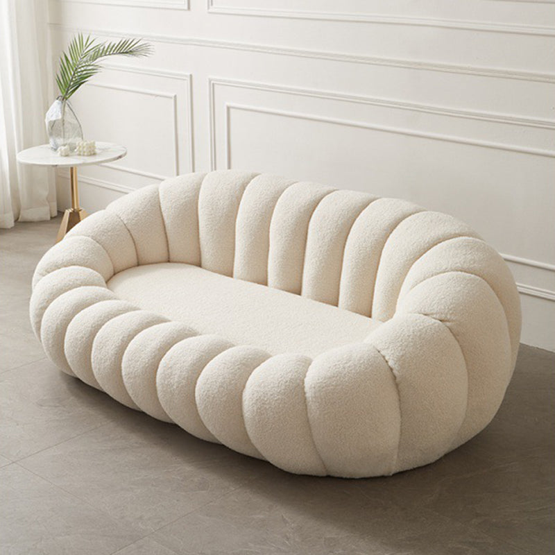 2 Seater 27.5"H Microfiber / Lamb Fleece Sloped Arm Sofa for Living Room