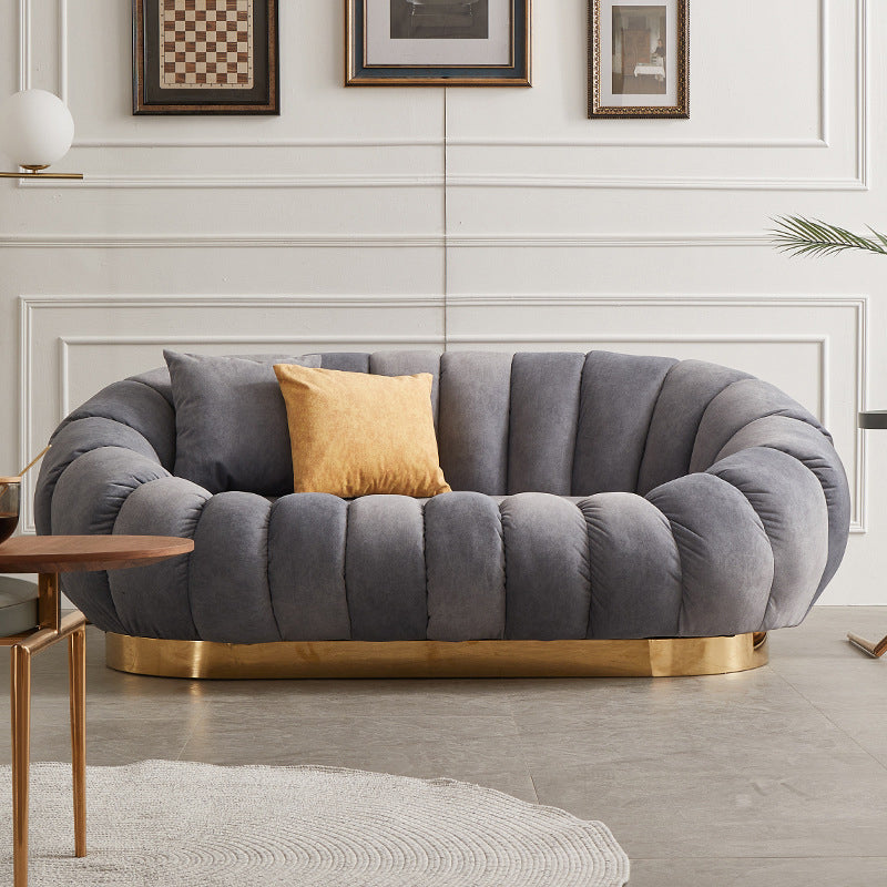 2 Seater 27.5"H Microfiber / Lamb Fleece Sloped Arm Sofa for Living Room