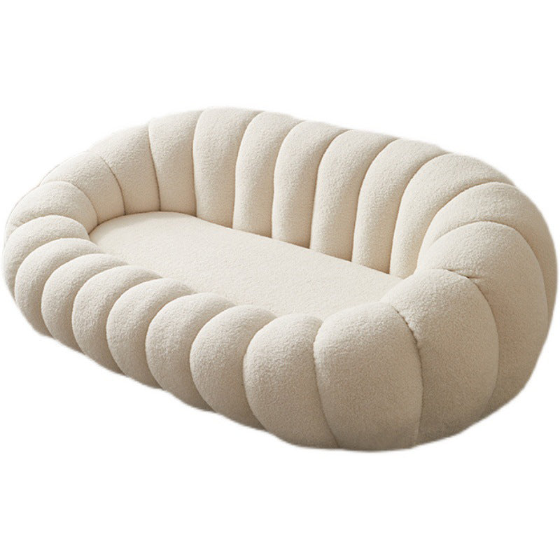 2 Seater 27.5"H Microfiber / Lamb Fleece Sloped Arm Sofa for Living Room