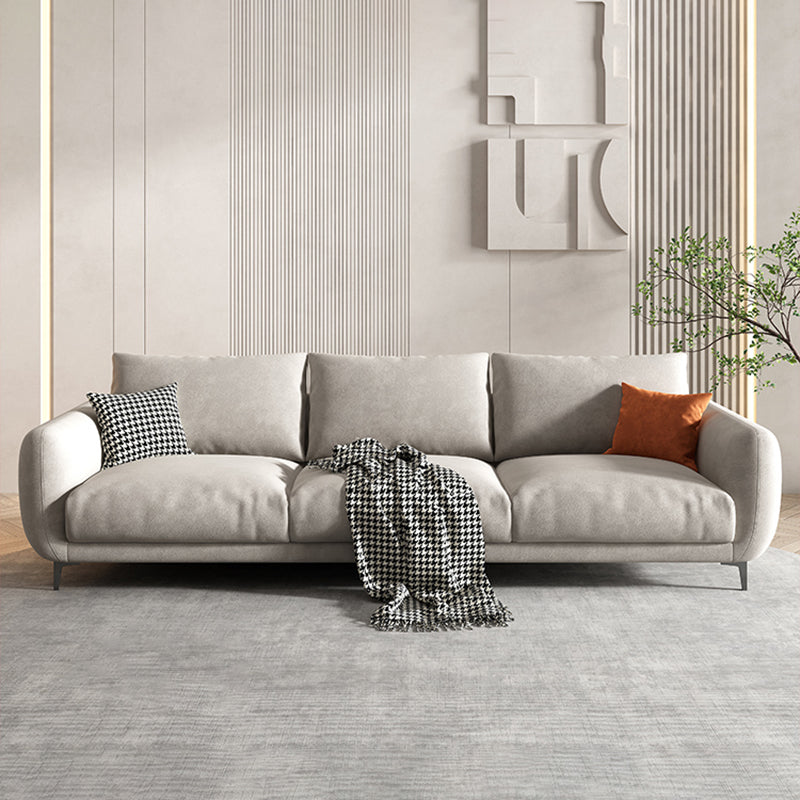 3 Seater 35.4"H Microsuede Solid Color Square Arm Sofa for Living Room