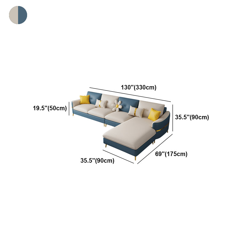 Faux Leather Square Arm Sofa with Pillows, 3/4 seat Sofa for Living Room