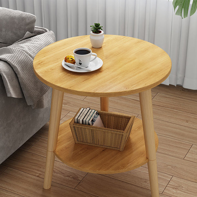3 Legs End Table Wood White/Natural Round Side Table for Living Room