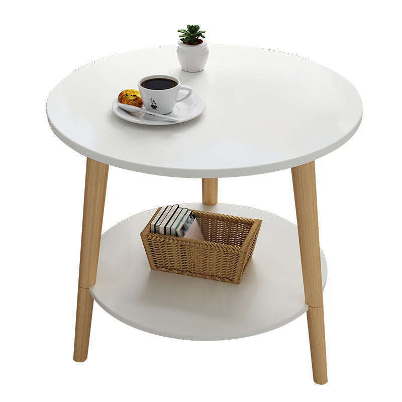 3 Legs End Table Wood White/Natural Round Side Table for Living Room