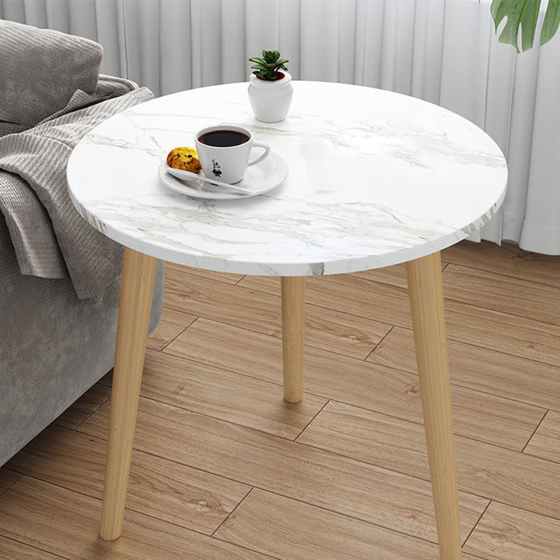 3 Legs End Table Wood White/Natural Round Side Table for Living Room