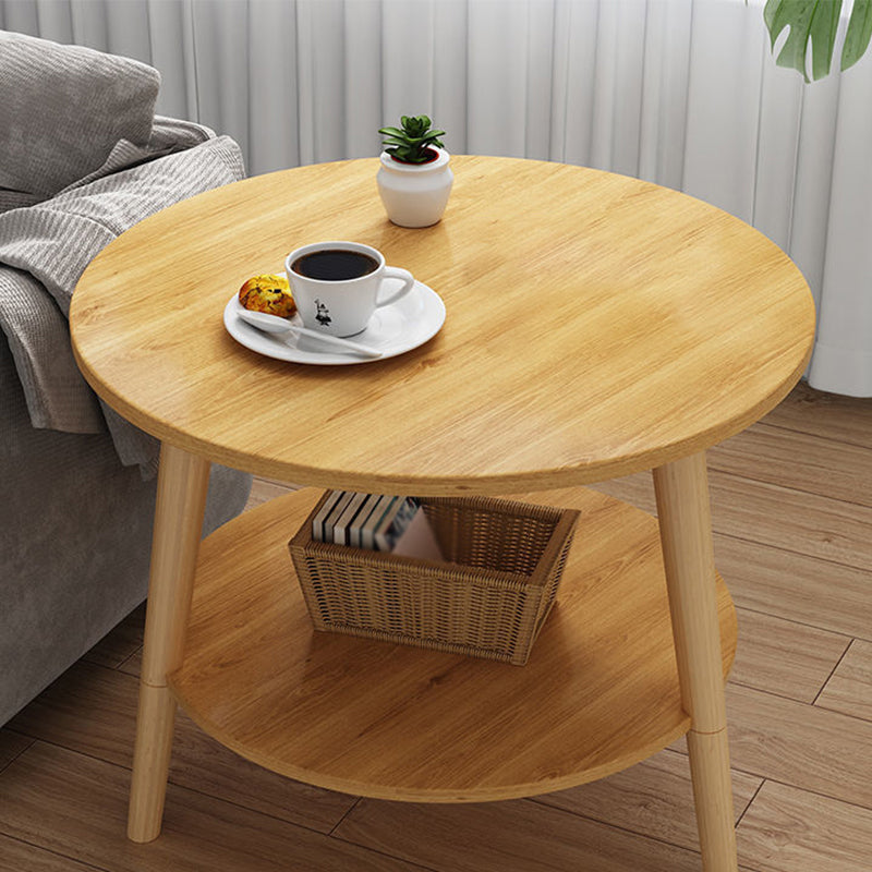 3 Legs End Table Wood White/Natural Round Side Table for Living Room