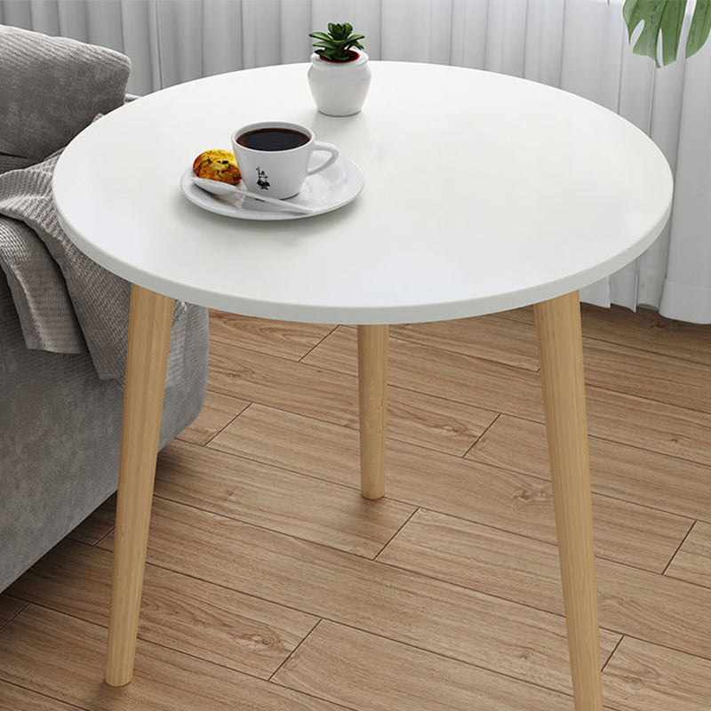 3 Legs End Table Wood White/Natural Round Side Table for Living Room