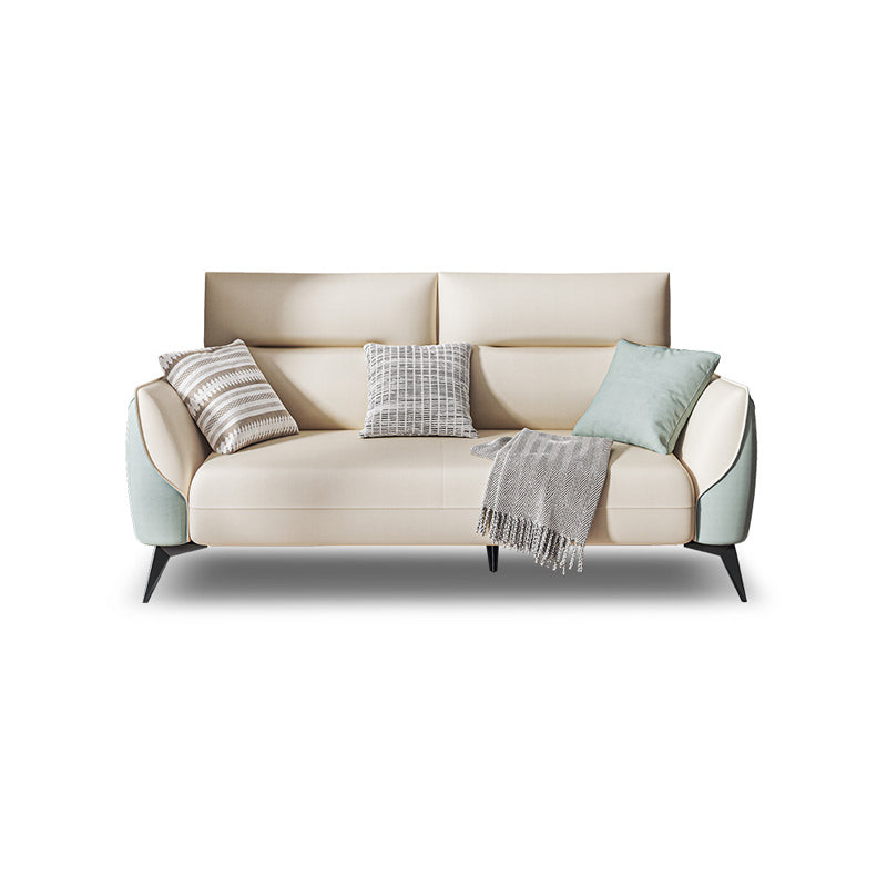 Contemporary Glam Faux Leather Sofa with Storage, Square Arm for Living Room