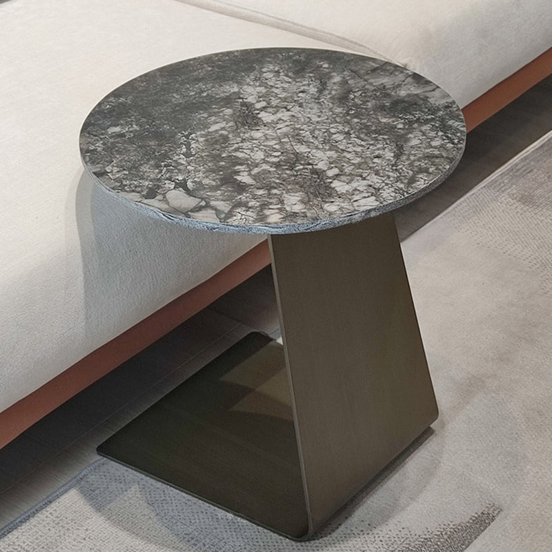 Contemporary C Round Stone Side Table, Dia 15.7"/17.7"/19.7"