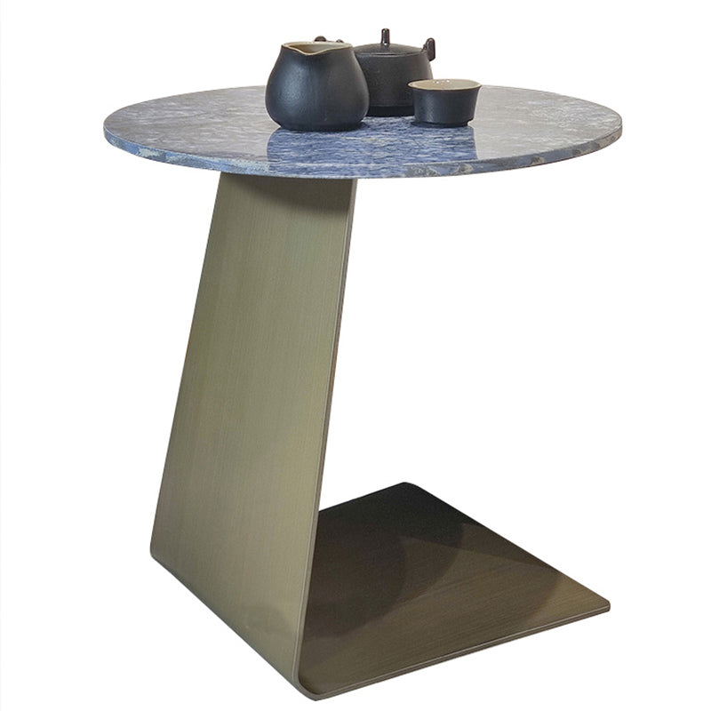 Contemporary C Round Stone Side Table, Dia 15.7"/17.7"/19.7"