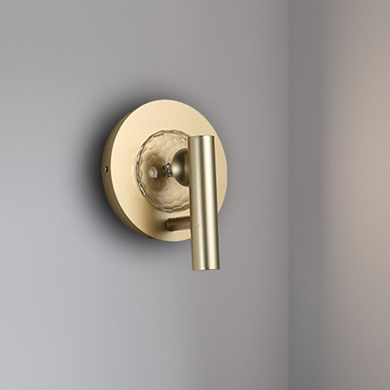 Gold Cylinder Wall Mount Light Fixture Simple Metal 1 Head LED Foyer Wall Sconce Lighting